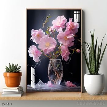 Tranh bình hoa độc đáo trang trí phòng khách