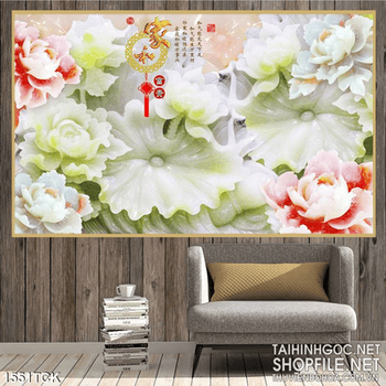 Tranh hoa sen đá in màu