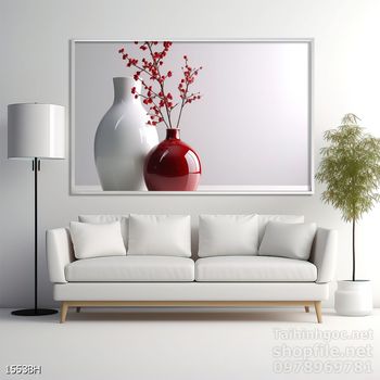 File tranh bình hoa đẹp decor tường nhà trang trí