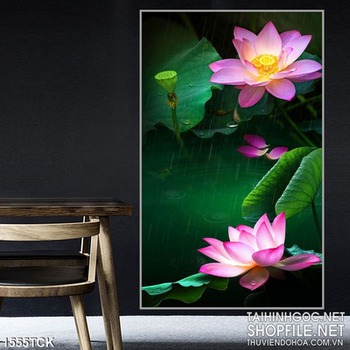Tranh hoa sen tím