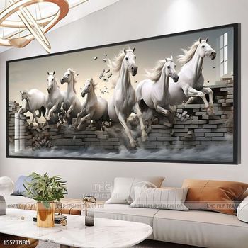 Tranh ngựa bát mã treo tường phòng khách