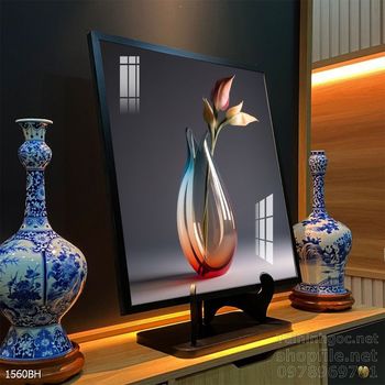 Mẫu tranh bình hoa nghệ thuật decor tường