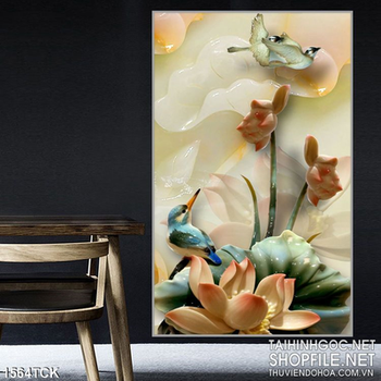 Tranh hoa sen ngọc bình an