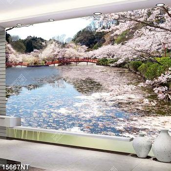 Tranh psd hoa đào nở rộ