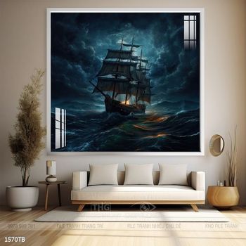 Tranh thuyền buồm vàng phong thủy đẹp