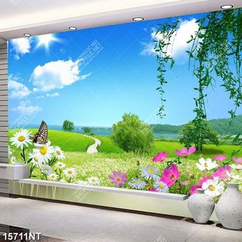 Tranh psd phong cảnh hoa lá tươi đẹp