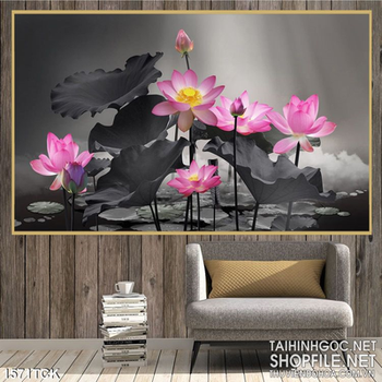 Tranh hoa sen hồng nghệ thuật
