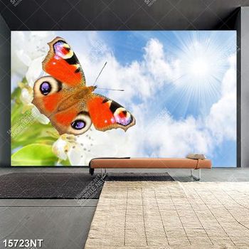 Tranh bươm bướm đỏ nổi bật