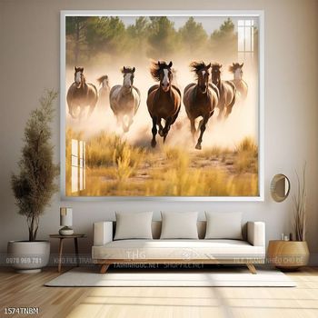 Tranh ngựa bát mã treo tường phòng khách