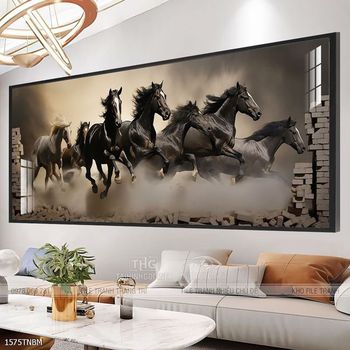Tranh ngựa bát mã decor trang trí tường