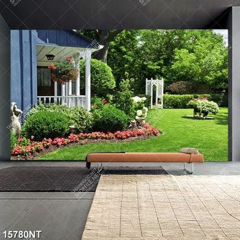 Tranh sân vườn có nhiều cây xanh 15780NT