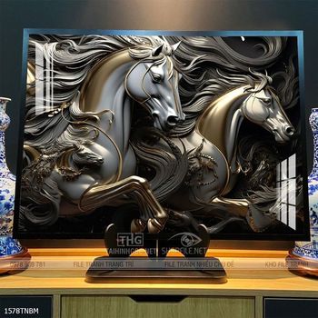 Tranh ngựa bát mã trang trí tường nhà