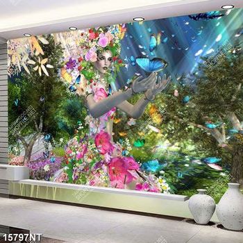 Tranh vẽ cô gái hoa file gốc