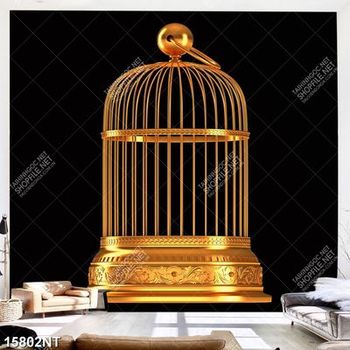 Tranh chiếc lồng màu vàng gold