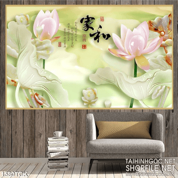 Tranh  sen in lụa đẹp