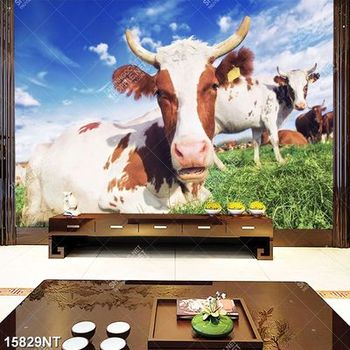 Tranh đàn bò trên đồi cỏ