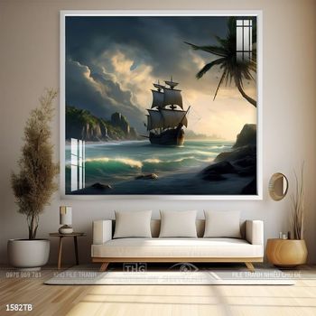 Tranh thuận buồm xuôi gió cánh buồm vàng đẹp nhất