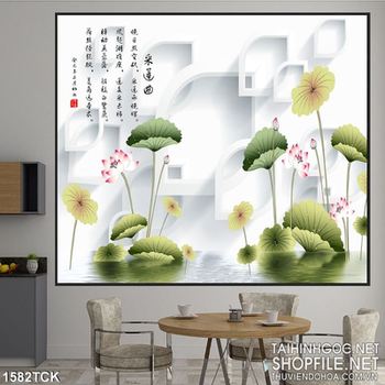 Tranh hoa sen vector đẹp