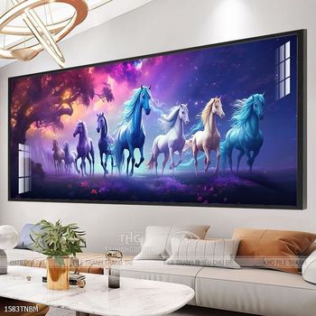 Tranh ngựa bát mã treo tường phòng khách