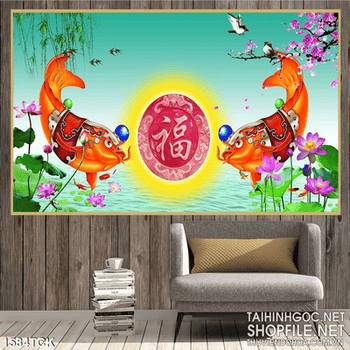 Tranh cá chép đỏ xum vầy