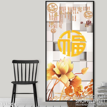 Tranh hoa sen, cá chép kim tiền