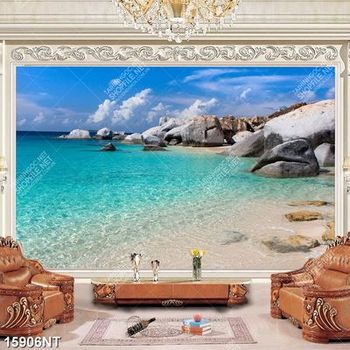 Tranh bãi biển xanh ngắt