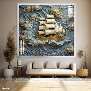 Tranh phong thủy thuận buồm xuôi gió tài lộc đẹp