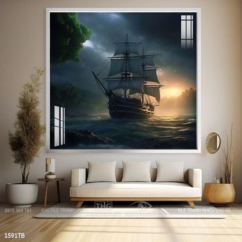 Tranh thuyền buồm và cảnh biển
