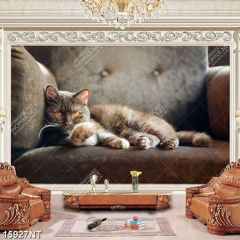 Tranh chú mèo nằm trên ghế
