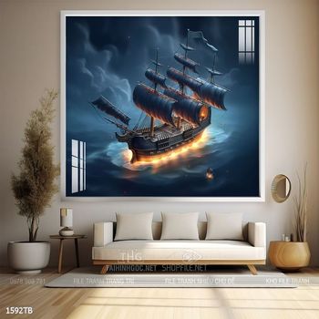 Tranh thuyền buồm vàng phong thủy đẹp