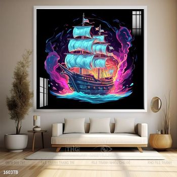 Tranh thuyền buồm vàng phong thủy đẹp