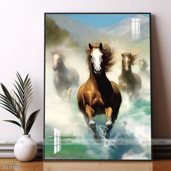 Tranh ngựa bát mã treo tường phòng khách