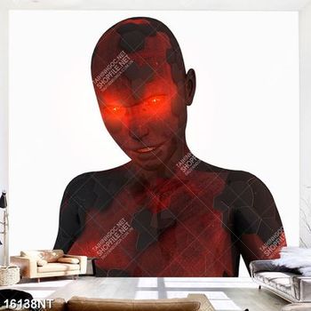 Tranh người máy với đôi mắt đỏ rực