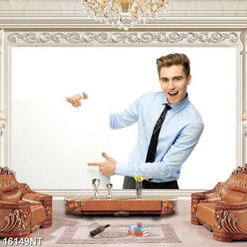 Tranh chàng trai bên tấm bảng trắng