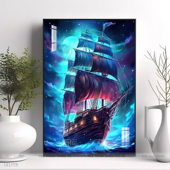 Tranh thuyền buồm vàng phong thủy đẹp