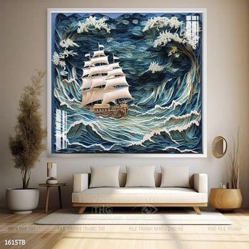 Tranh thuận buồm xuôi gió cánh buồm vàng đẹp nhất