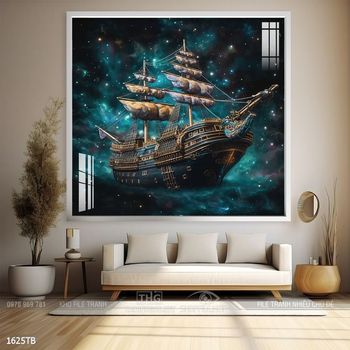 Tranh thuyền buồm vàng phong thủy đẹp