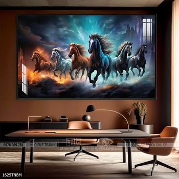 Tranh ngựa bát mã trang trí tường nhà