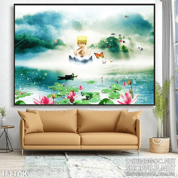 Tranh hoa sen, cá chép hiện đại