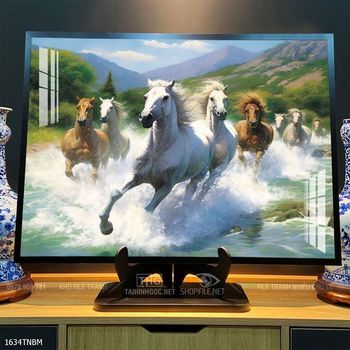 Tranh ngựa bát mã trang trí tường nhà