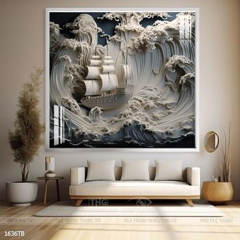 Tranh thuyền buồm vàng phong thủy đẹp