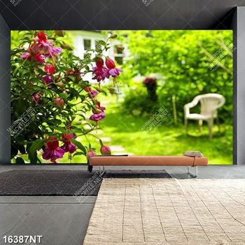 Tranh khu vườn nhiều cây xanh