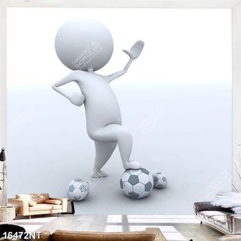 Tranh nghệ thuật người trắng và trái bóng