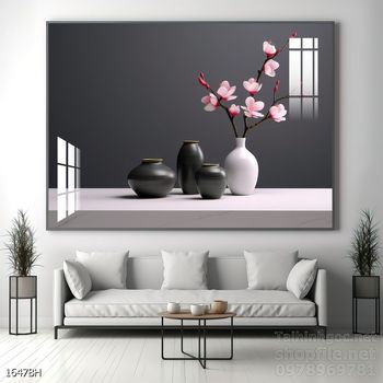 Mẫu tranh bình hoa nghệ thuật decor tường