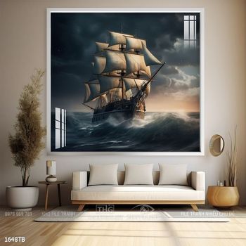 Tranh thuận buồm xuôi gió cánh buồm vàng đẹp nhất