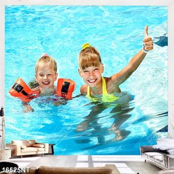 Tranh bé tập bơi