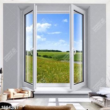 Tranh cửa sổ mở ra bầu trời xanh