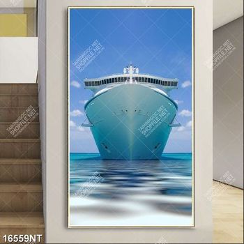 Tranh con tàu trên biển 16559NT