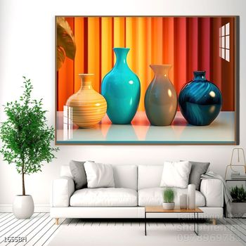 Tranh bình hoa độc đáo trang trí phòng khách