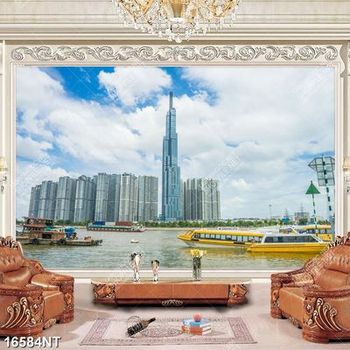 Tranh những tòa nhà chung cư cao tầng